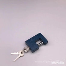 Blue Color Paint Rectangular Iron Padlock With Standard Key